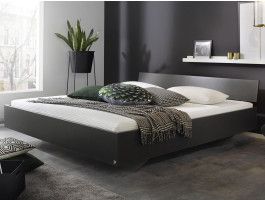 Lit IXANA 180x200 cm gris métal avec tête de lit