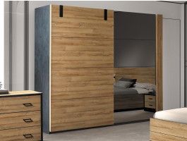 Armoire NORI 2 portes coulissantes 245 cm chêne français