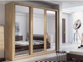 Armoire ARTURO 3 portes coulissantes chêne shetland avec miroir