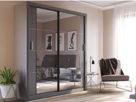 Armoire ARTARI 2 portes coulissantes gris avec miroir