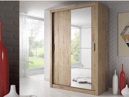 Armoire ARTIFICE 2 portes coulissants chêne shetland avec miroir