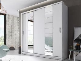 Armoire ARTUNA 2 portes coulissantes blanc avec miroir