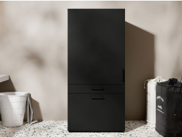 Armoire buanderie WASHING 1 porte 2 tiroirs noir