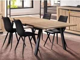 Table repas rectangulaire WILSON 180 > 235 cm chêne français avec allonge