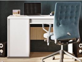 Bureau ILONA 1 porte 1 tiroir blanc/chêne salisbury