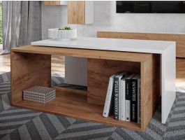 Table basse KINGSTON DELUXE blanc/chêne doré