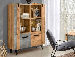 Armoire MILPO 2 portes 4 niches chêne wotan/béton