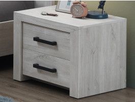 Chevet ELVITALIC 2 tiroirs chêne blanchi