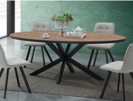 Table repas ovale LANAKO 110x220 cm chêne industriel