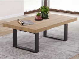 Table basse LIEZE 130 cm chêne français avec pieds en U