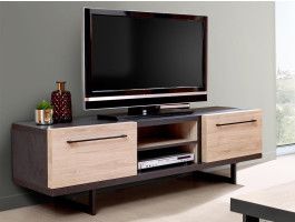 Meuble TV VIAZZA 2 portes dark stone/castella