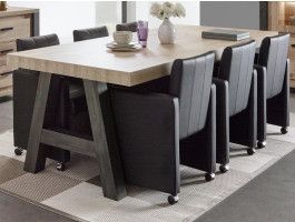 Table repas TRAMO 164 cm chêne vieilli pieds A