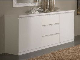 Buffet/bahut REBECCA 2 portes et 3 tiroirs blanc laque