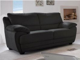 Canapé NEBRASKA 2 places éco-cuir noir