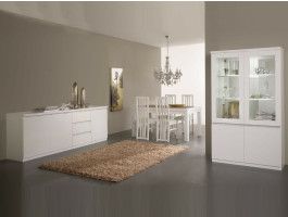 Salle à manger REBECCA blanc laque avec led