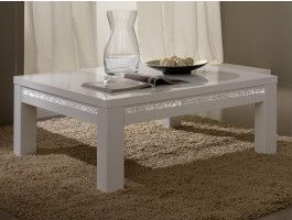 Table basse REBECCA rectangulaire blanc laque