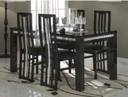 Table repas REBECCA 160 noir laque