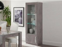 Vitrine GRENADE 2 portes marbre laqué avec led