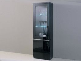 Vitrine REBECCA 2 portes noir laque avec led