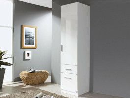 Armoire CELLON blanc 1 porte et 2 tiroirs (droite) blanc brillant