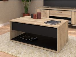 Table basse avec plateau relevable OSTEO 100 cm chêne Kronberg/noir