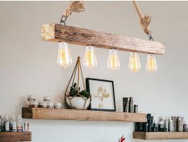 Luminaire suspendu ERAY 5 lampes naturel