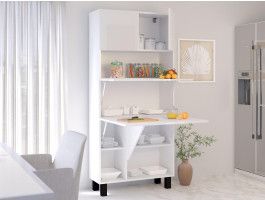 Armoire bureau HOMELA 4 portes blanc/blanc brillant