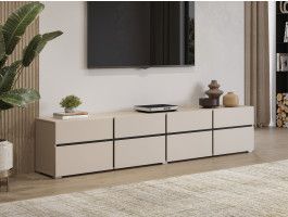 Meuble tv-hifi CROSSAIR 4 portes battantes 4 tiroirs cachemire