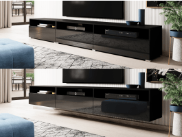 Meuble tv-hifi BABEL II 3 portes 3 niches noir laqué/noir