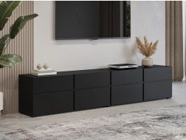 Meuble tv-hifi CROSSAIR 4 portes battantes 4 tiroirs noir