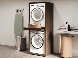Meuble WASHING 2 machines superposées MEDIUM noyer