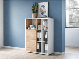 Armoire LISBONNE 1 porte blanc/chêne navarra