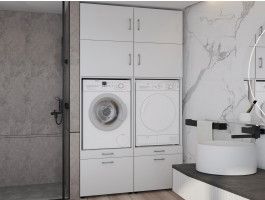 Meuble WASHING 2 machines côte à côte extra LARGE blanc
