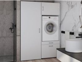 Meuble WASHING 1 machine avec armoire 1 porte LARGE blanc