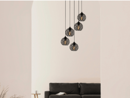 Luminaire suspendu FELLINA 5 lampes noir