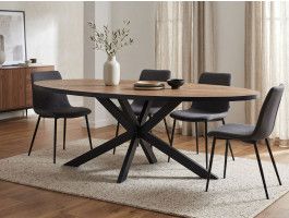 Table repas ovale LANAKO 110x220 cm chêne industriel
