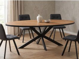 Table repas ovale LANAKO 110x220 cm chêne français d'automne