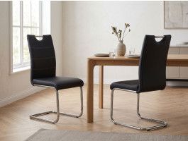 Lot de 4 chaises ELIA éco-cuir noir