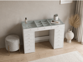 Coiffeuse JESSIE 13 tiroirs blanc