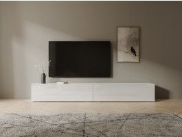 Meuble tv-hifi KINGSTON 2 portes battantes 210 cm blanc/blanc brillant