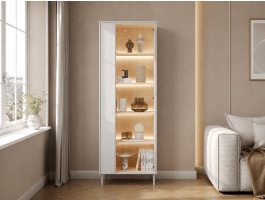 Vitrine LIKA 2 portes 67 cm blanc/chêne Vincenza