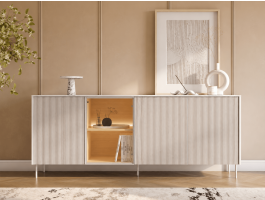 Buffet/bahut LIKA 4 portes 170 cm blanc/chêne Vincenza