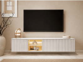 Meuble tv-hifi LIKA 4 portes blanc/chêne Vincenza
