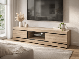 Meuble tv-hifi MARNOIX 2 tiroirs chêne français