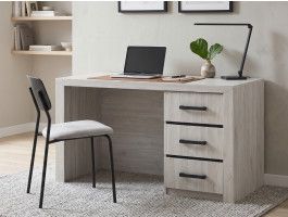 Bureau ELVITALIC 3 tiroirs chêne blanchi