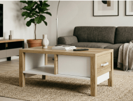 Table basse OLIANNE 90 cm chêne naturel/blanc