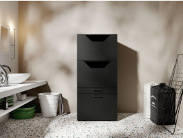 Armoire linge WASHING 2 portes 2 tiroirs noir