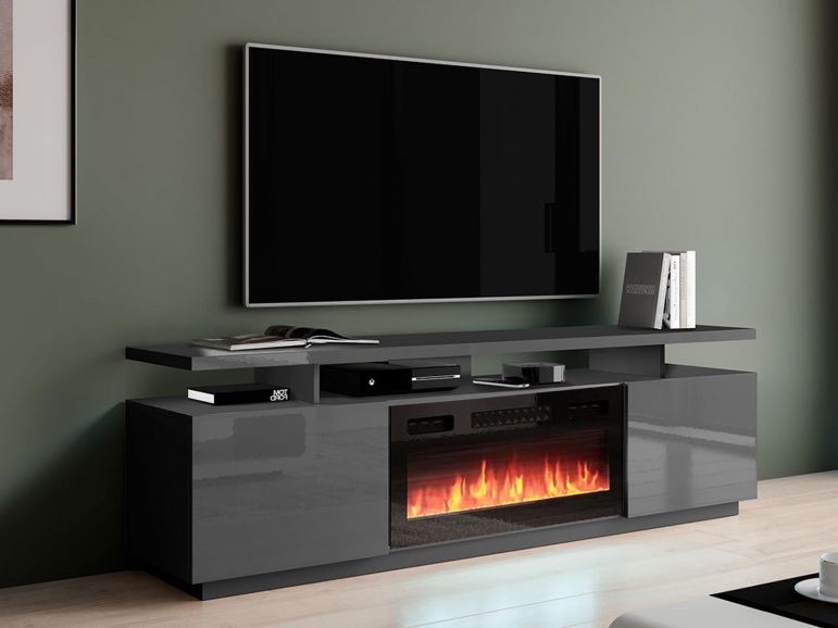Meuble tv cheminée design - Meuble tv