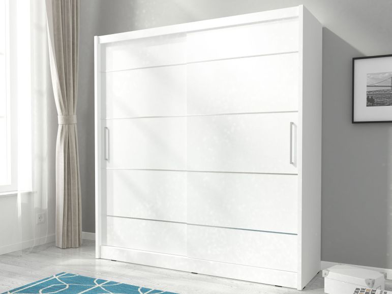 Armoire MADJER 2 portes coulissantes 180 cm blanc sans miroir