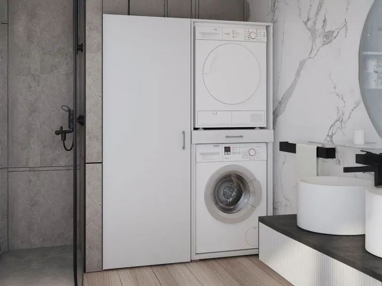 MINIO Go For It - Meuble Pour Machine à Laver SITO, Armoire De Toilette En Panneau Stratifié Mat